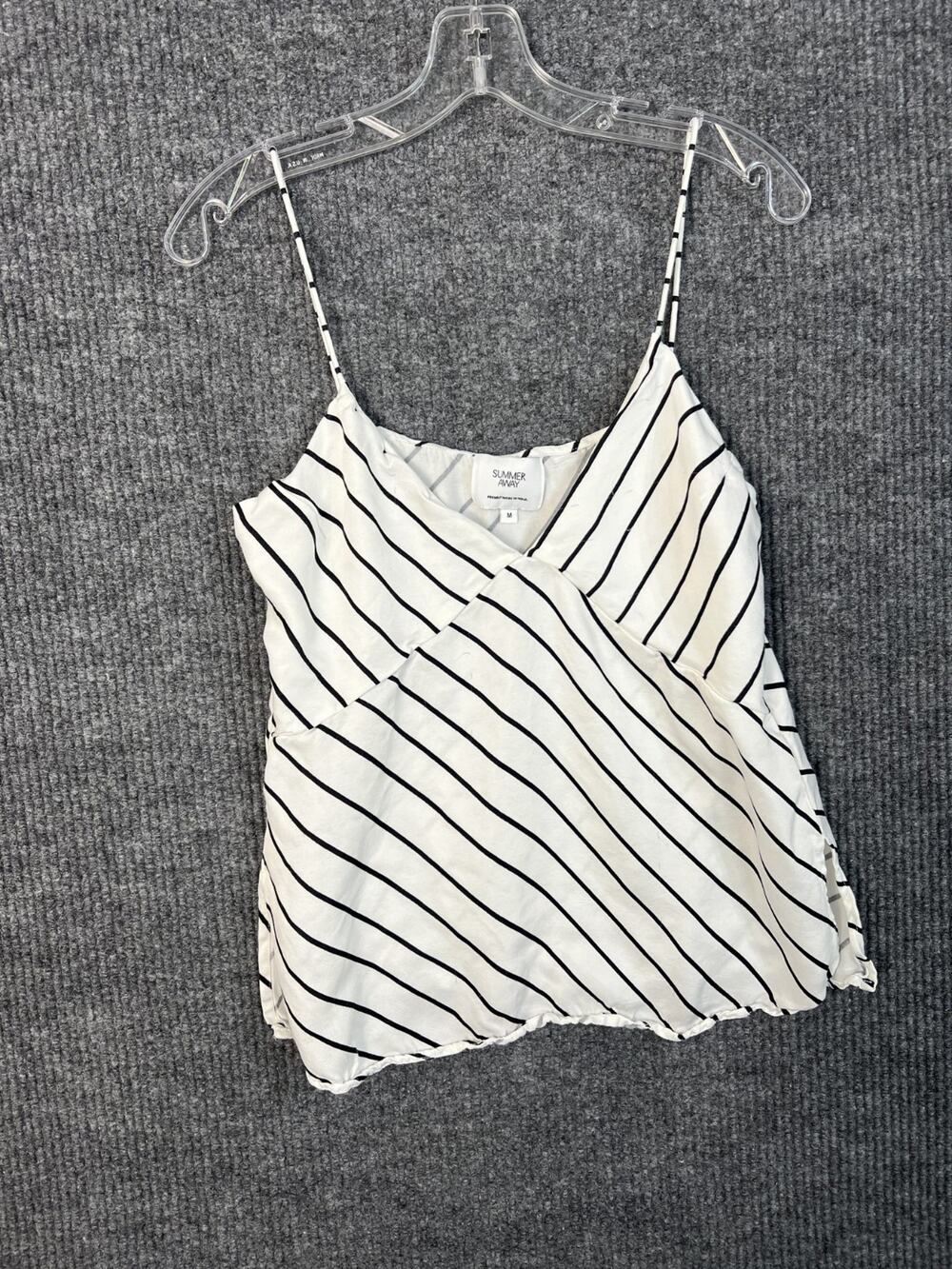 Summer Away Blair Top Womens Medium Sleeveless V Neck White Striped